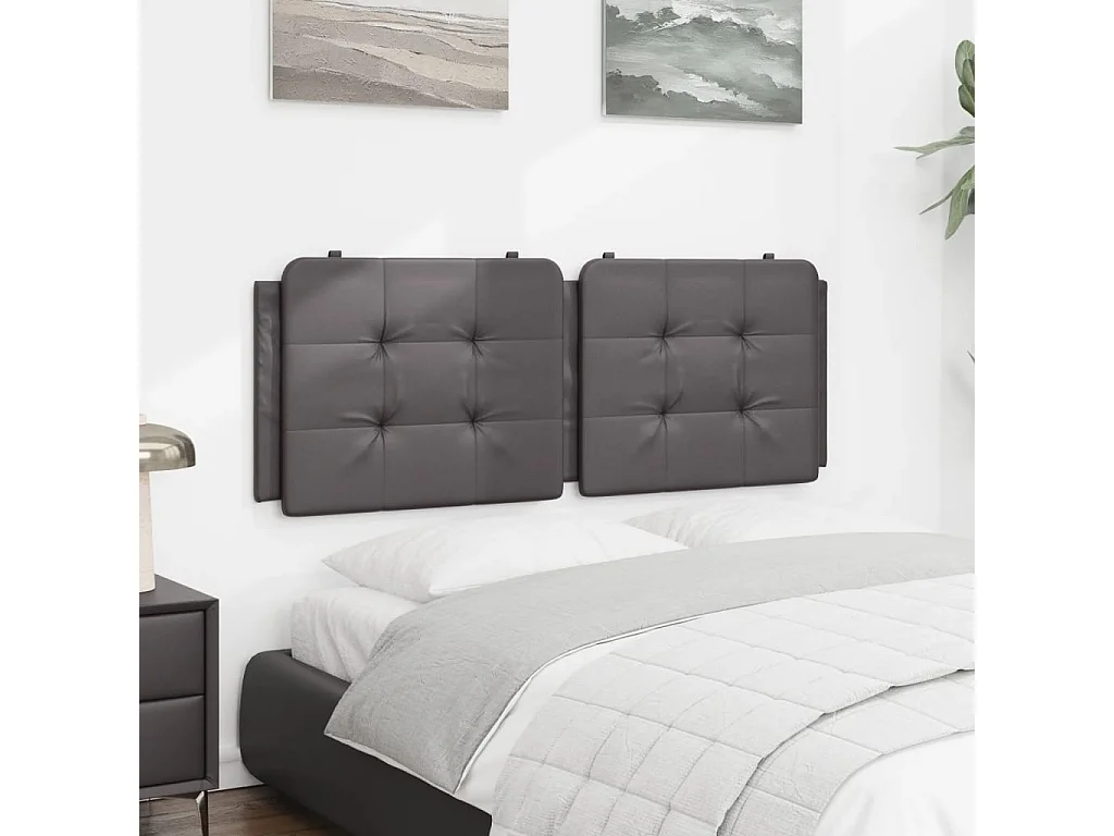 Coussin de tête de lit gris 140 cm similicuir FR520251