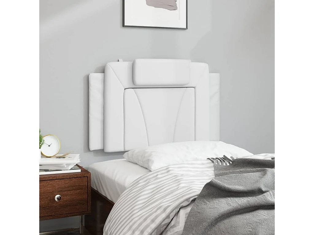 Hoofdbordkussen 90 cm kunstleer wit BE579627