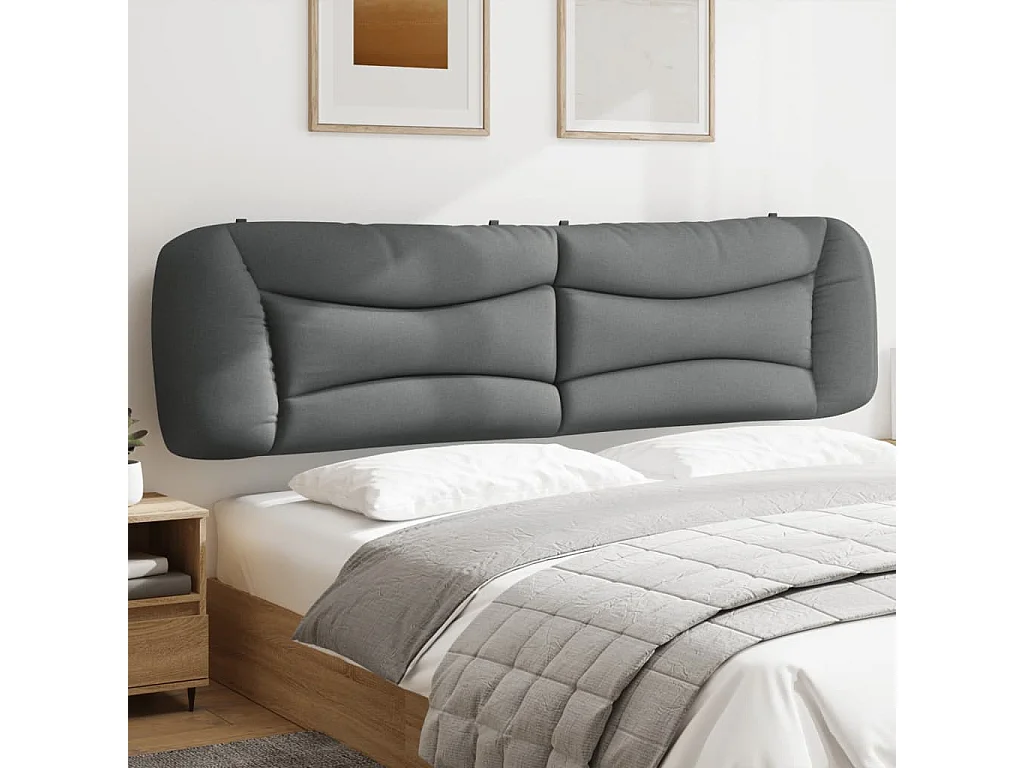 Coussin de tête de lit gris clair 200 cm tissu FR380433