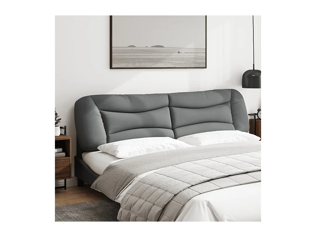 Testata del letto | Cuscino Testiera Grigio Chiaro 200 cm in Tessuto