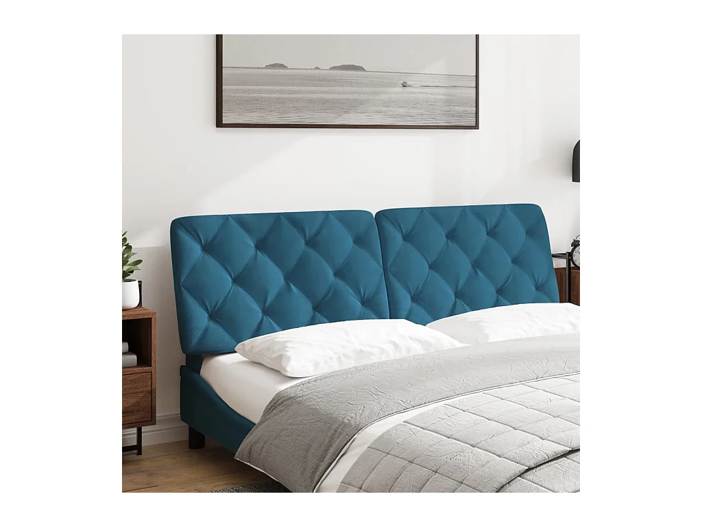 Coussin de tête de lit bleu 160 cm velours FR162943