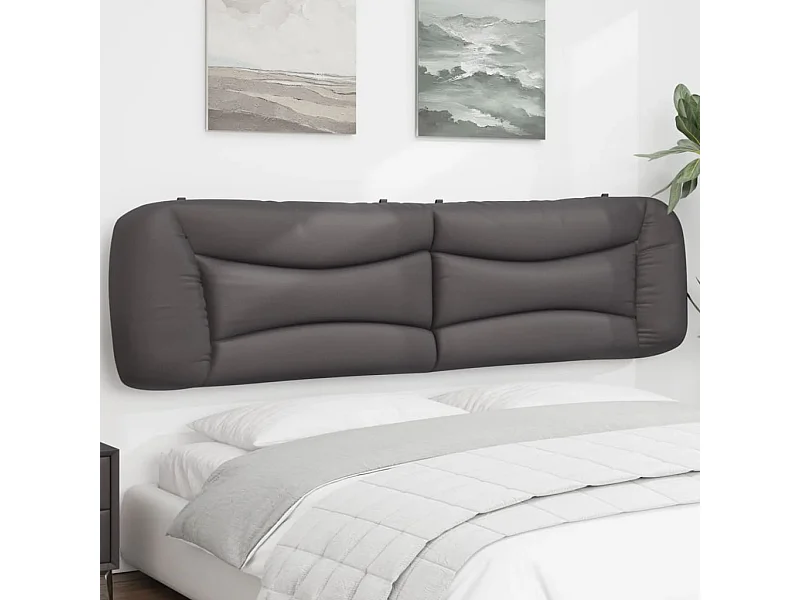 Cabecero de cama acolchado cuero sintético gris 200 cm ES473977