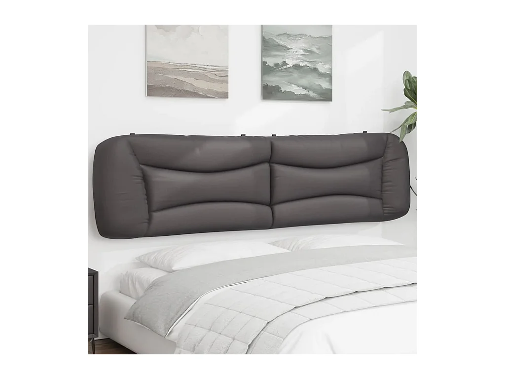 Testata del letto | Cuscino Testiera Grigio 200 cm in Similpelle
