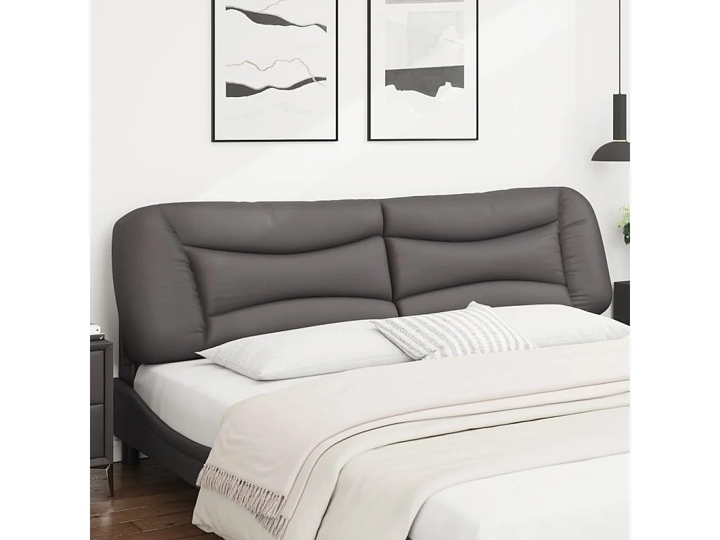 Cabecero de cama acolchado cuero sintético gris 200 cm ES473977