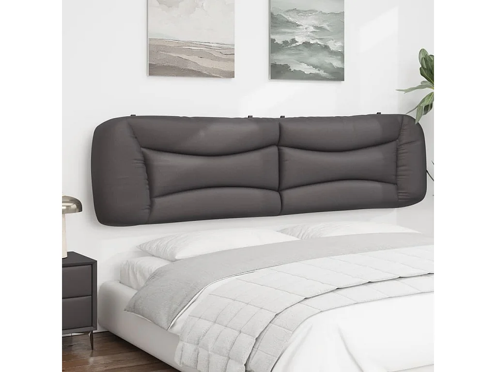 Cabecero de cama acolchado cuero sintético gris 200 cm ES473977