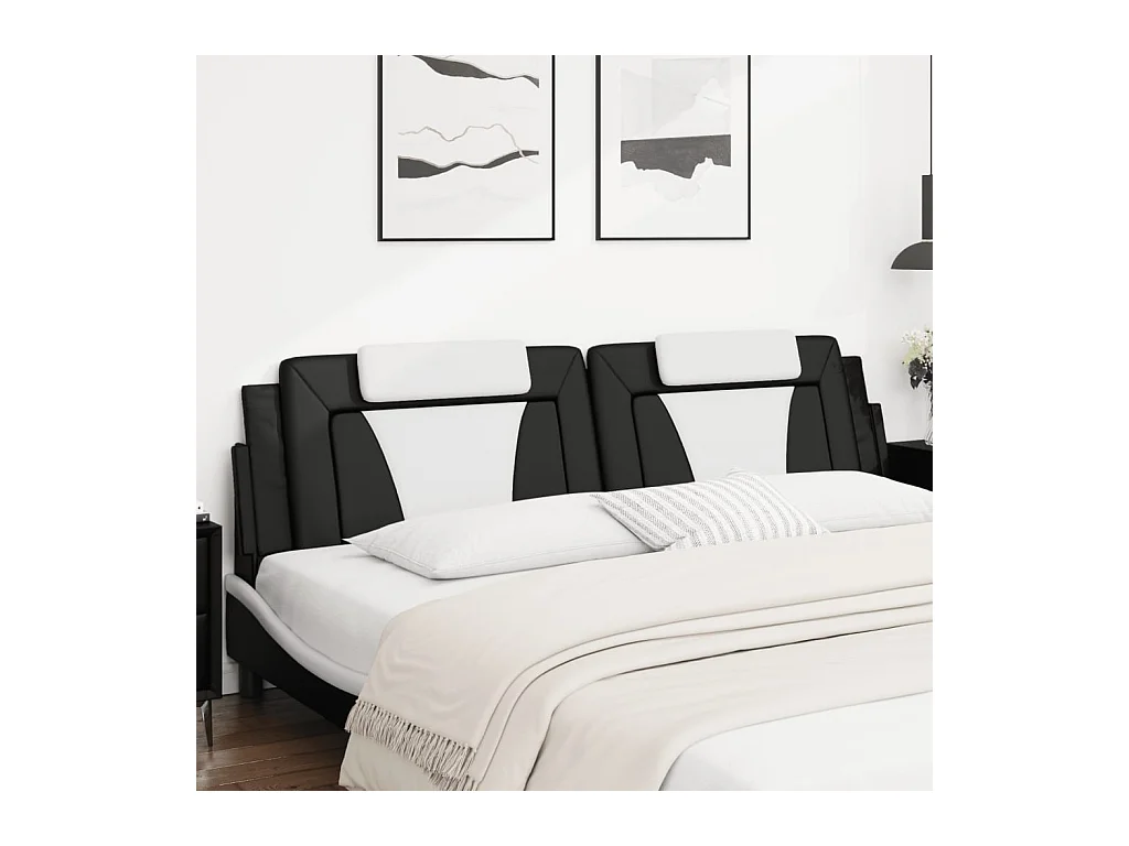 Testata del letto | Cuscino Testiera Nero e Bianco 200 cm in Similpelle