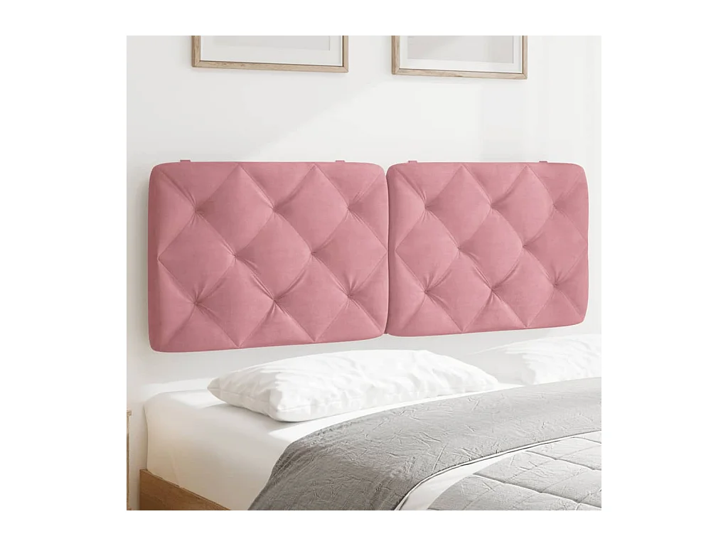 Coussin de tête de lit rose 140 cm velours FR379329
