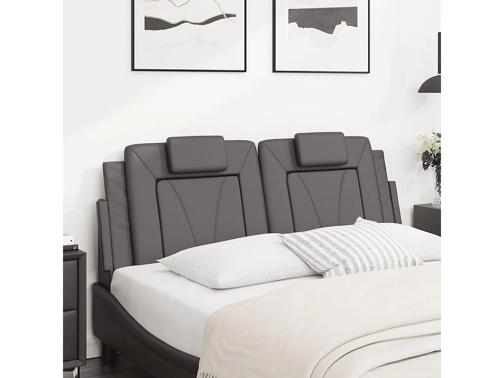 Coussin de tête de lit gris 120 cm similicuir FR809384