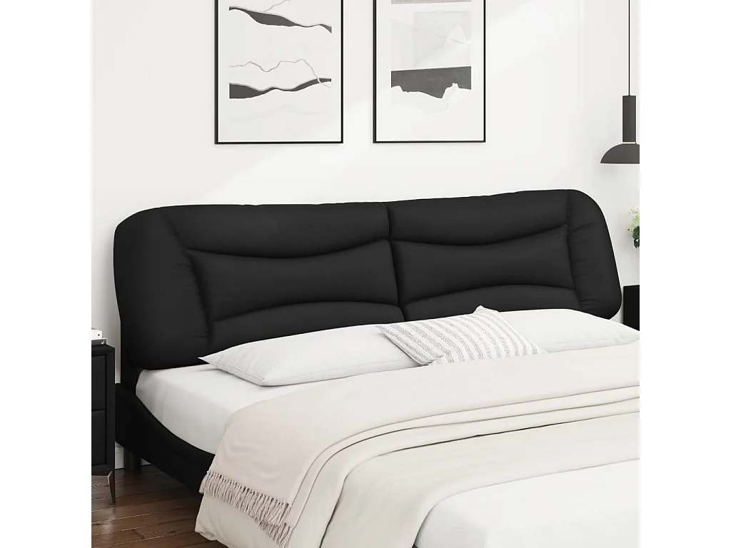 Coussin de tête de lit noir 200 cm similicuir FR130211