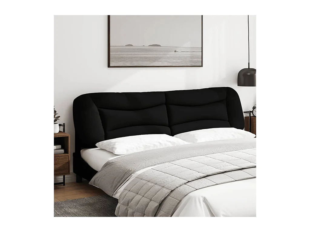 Coussin de tête de lit noir 200 cm tissu FR226516