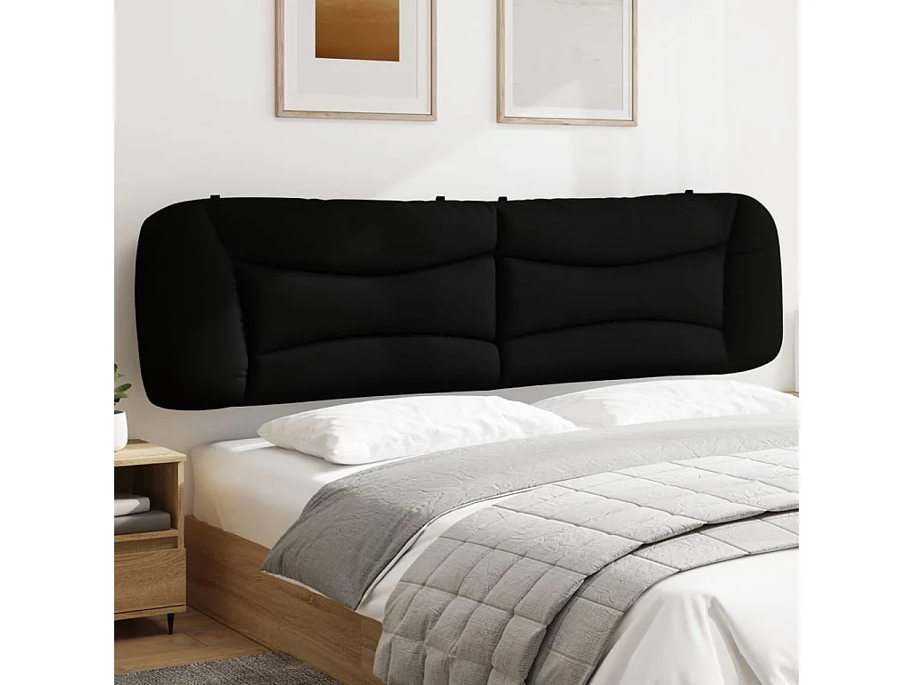 Coussin de tête de lit noir 200 cm tissu FR226516