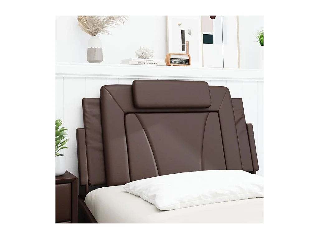 Coussin de tête de lit marron 100 cm similicuir FR523308