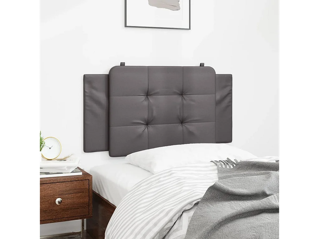 Cabecero de cama acolchado cuero sintético gris 100 cm ES174384