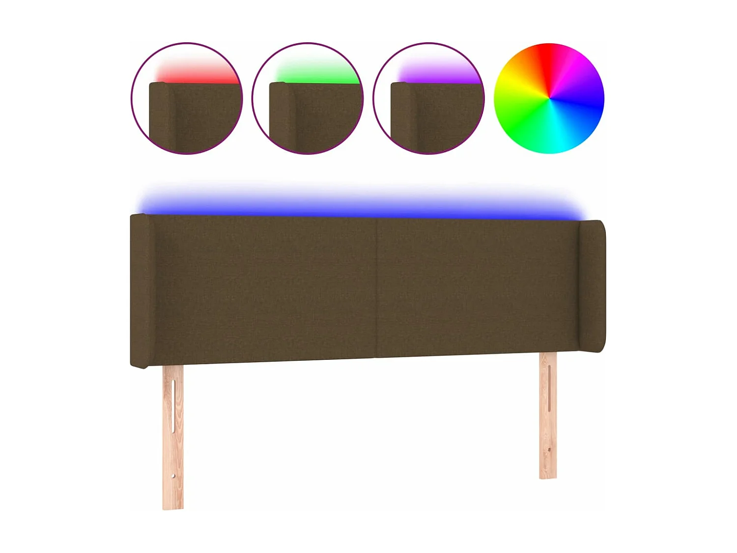 Tête de lit à LED Marron foncé 147x16x78/88 cm Tissu FR250855