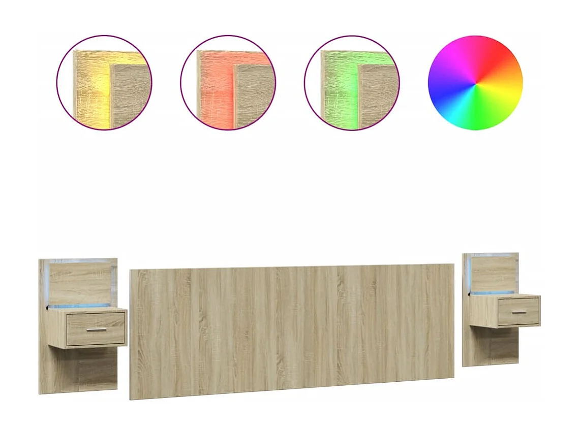 Tête de lit avec armoires chêne sonoma 240 cm bois d'ingénierie FR251565