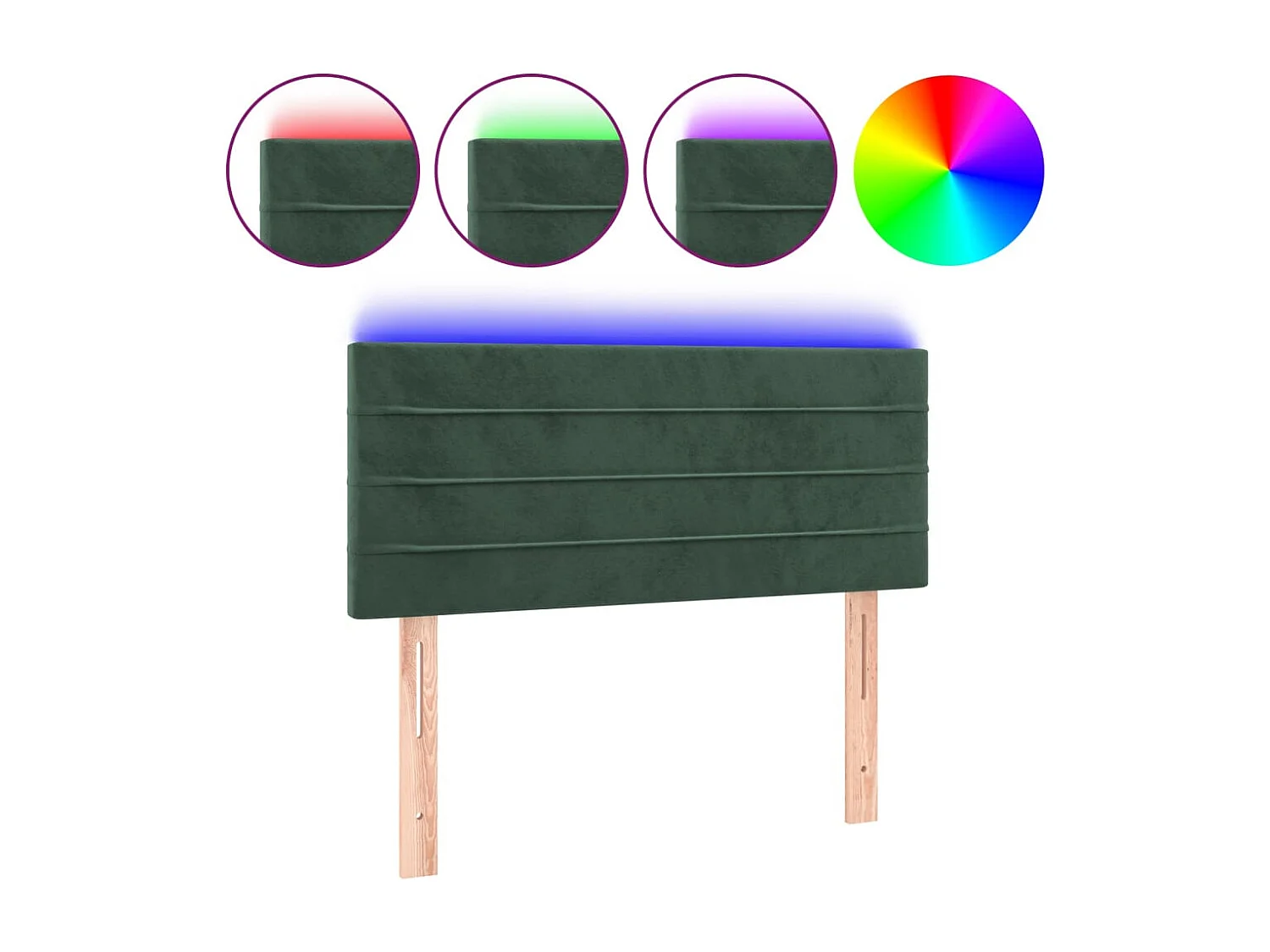 Cabecero con LED de terciopelo verde oscuro 100x5x78/88 cm ES406385