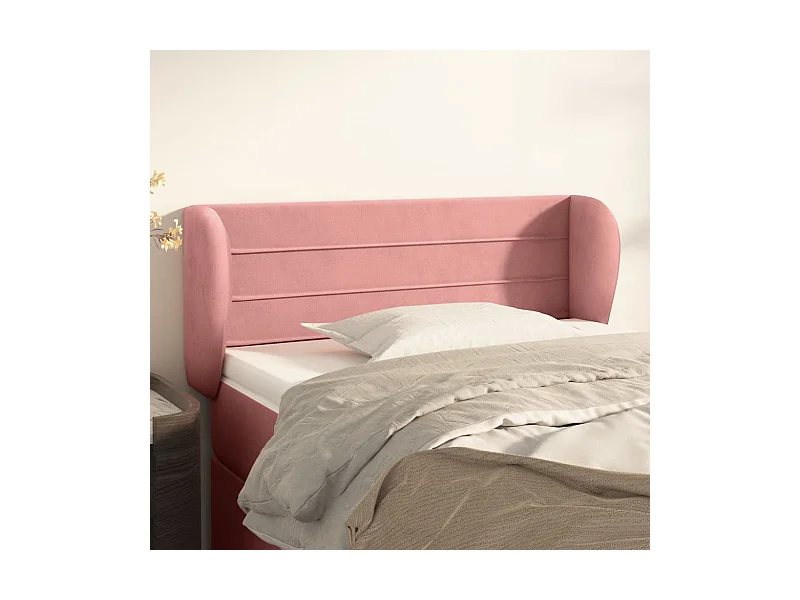 Tête de lit avec oreilles Rose 83x23x78/88 cm Velours FR430226
