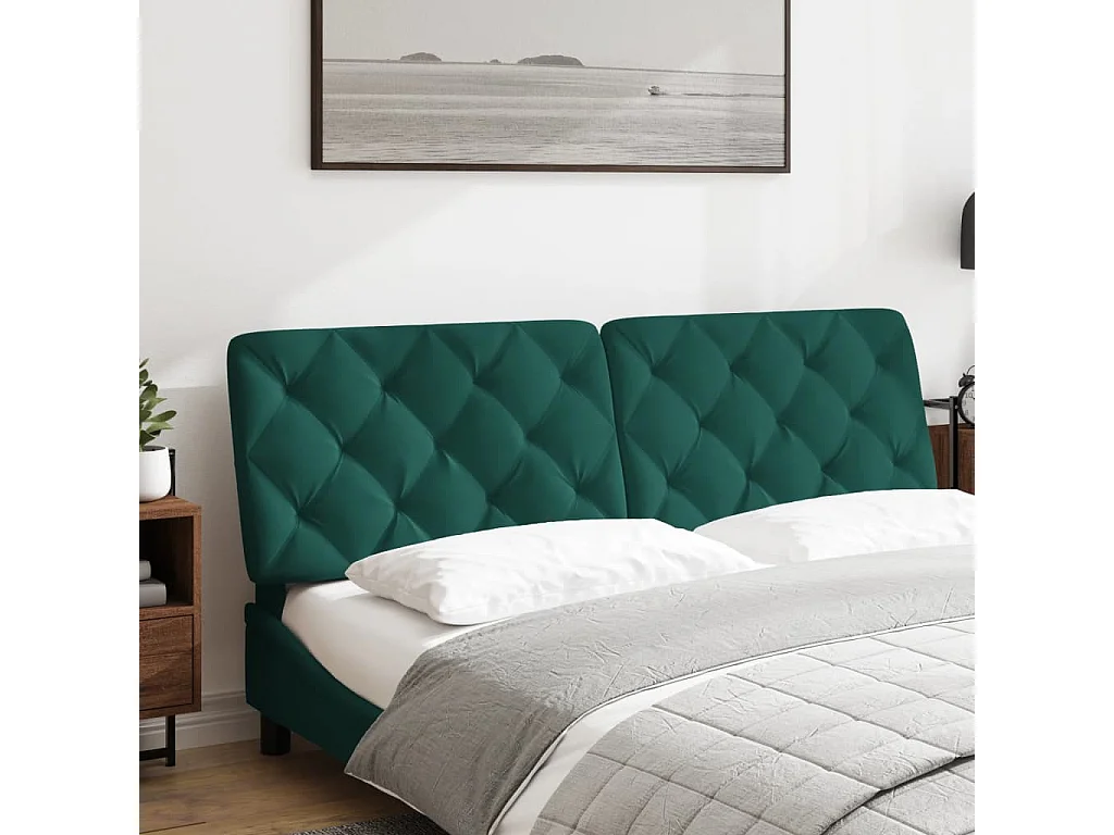 Coussin de tête de lit vert foncé 160 cm velours FR211438