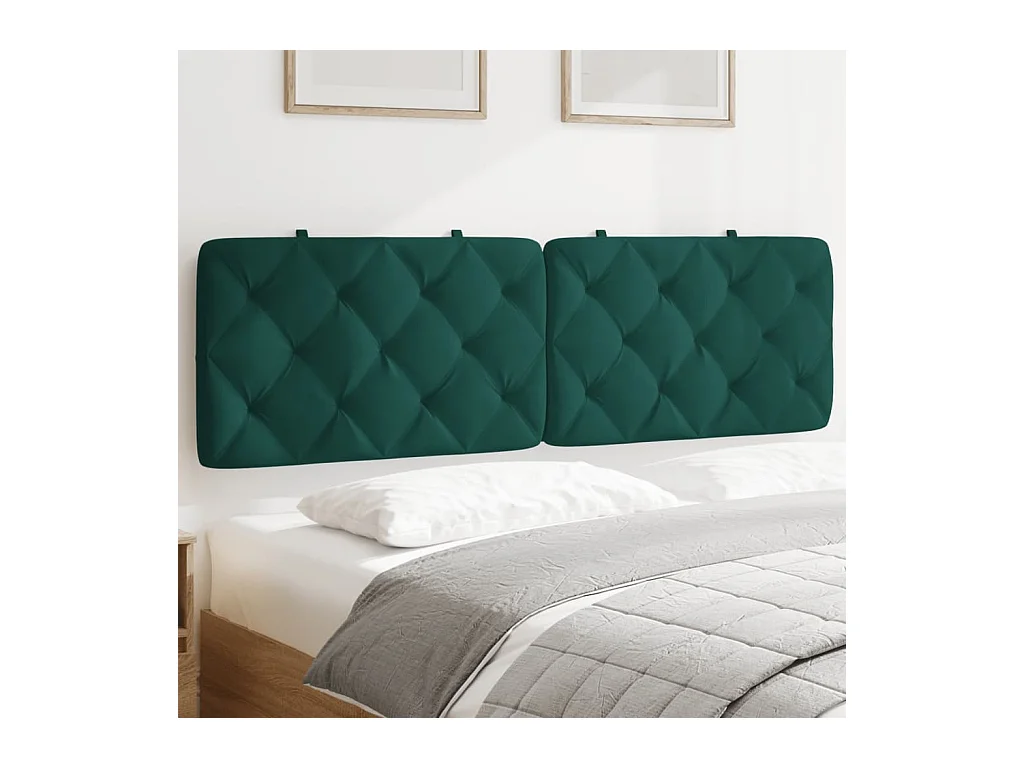 Coussin de tête de lit vert foncé 160 cm velours FR211438