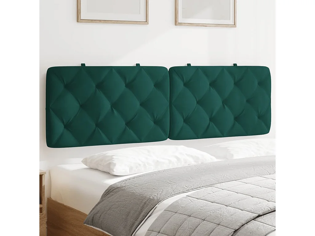 Coussin de tête de lit vert foncé 160 cm velours FR211438