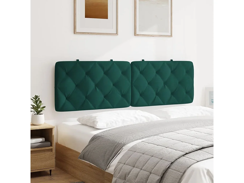 Coussin de tête de lit vert foncé 160 cm velours FR211438