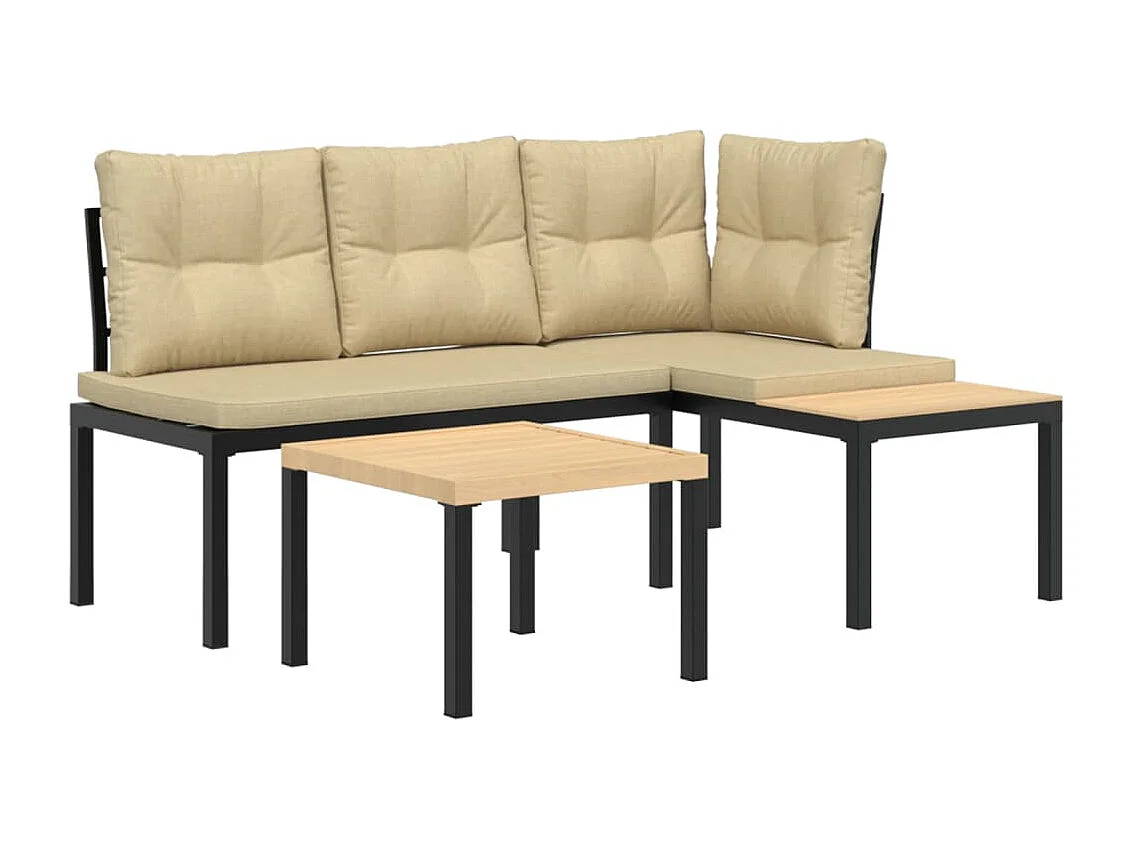 Ensemble de banc de jardin avec coussins 3 pcs noir FR61307