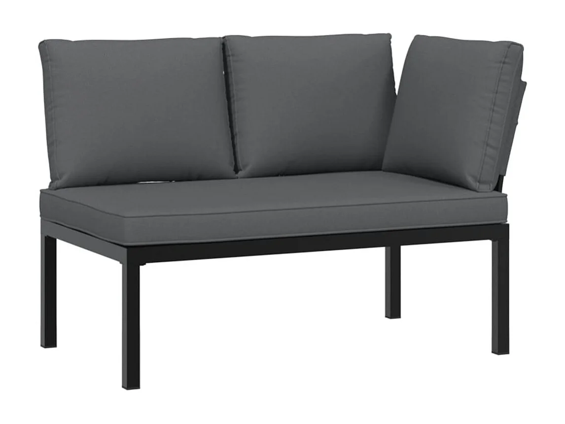 Salon de jardin 2 pcs avec coussins noir aluminium FR35631