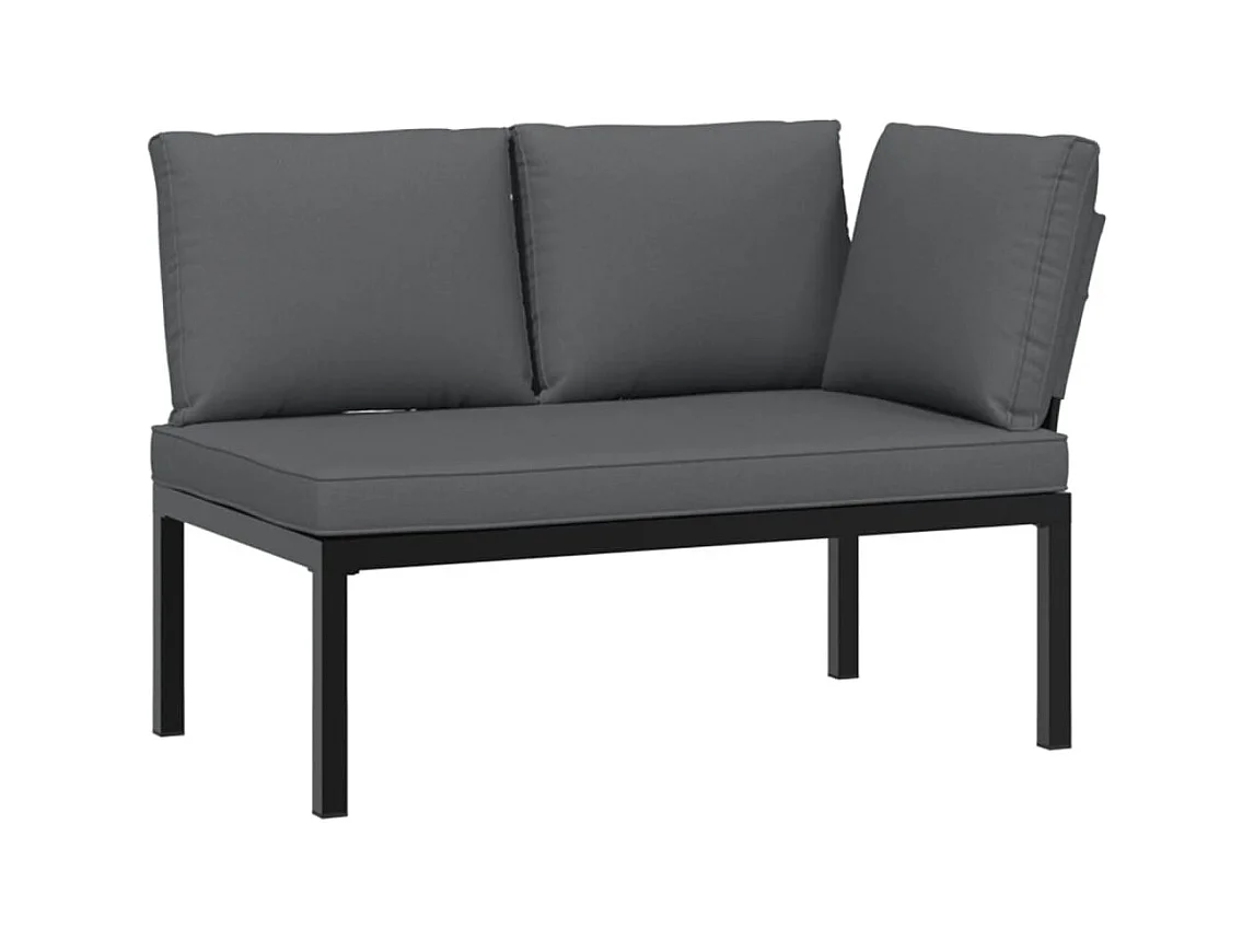 2 pcs conjunto de sofás p/ jardim c/ almofadões alumínio preto PT168579