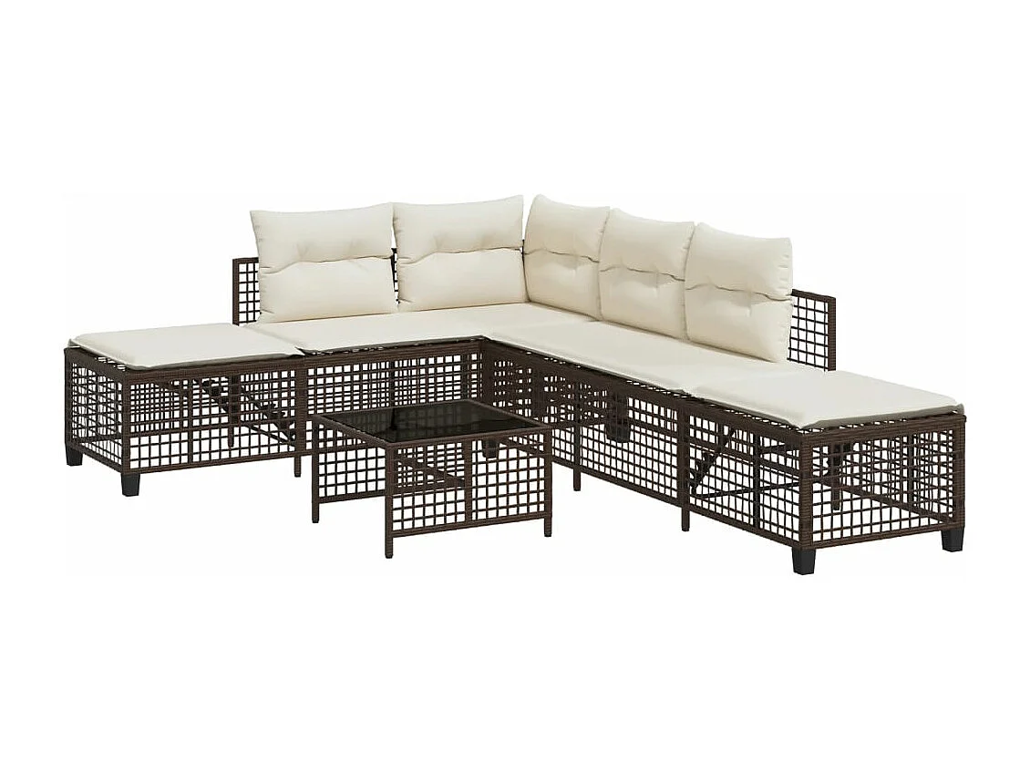 Lot de 3 Salon de jardin d'angle et coussins marron résine tressée FR822754 FR457273