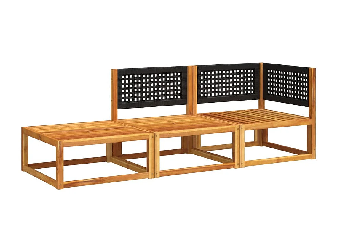 Salon de jardin avec coussins 3 pcs bois massif d'acacia FR61782