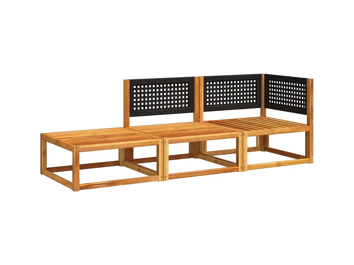 Salón de jardín con cojines 3 pzas madera maciza acacia ES232264