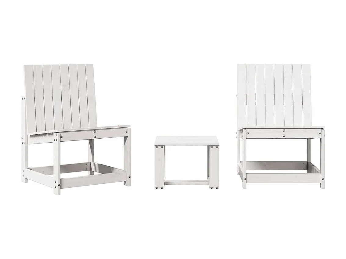 Lot de 3 Salon de jardin blanc bois massif de pin FR472470 FR453311