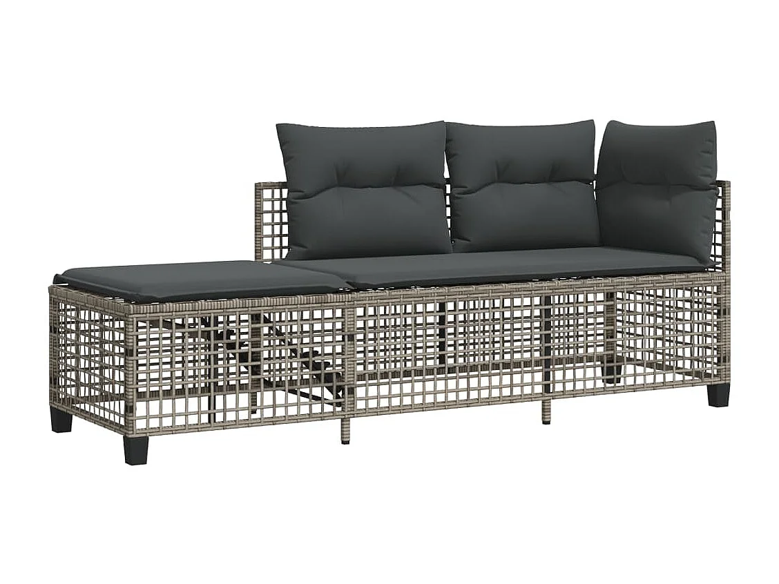 Lot de 3 Salon de jardin d'angle avec coussins gris résine tressée FR963966 FR588809