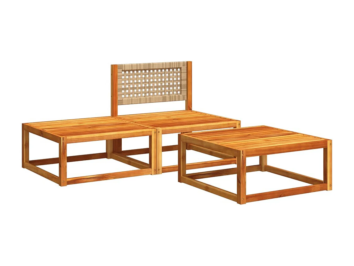 Lot de 3 Salon de jardin avec coussins bois massif d'acacia FR424592 FR664083