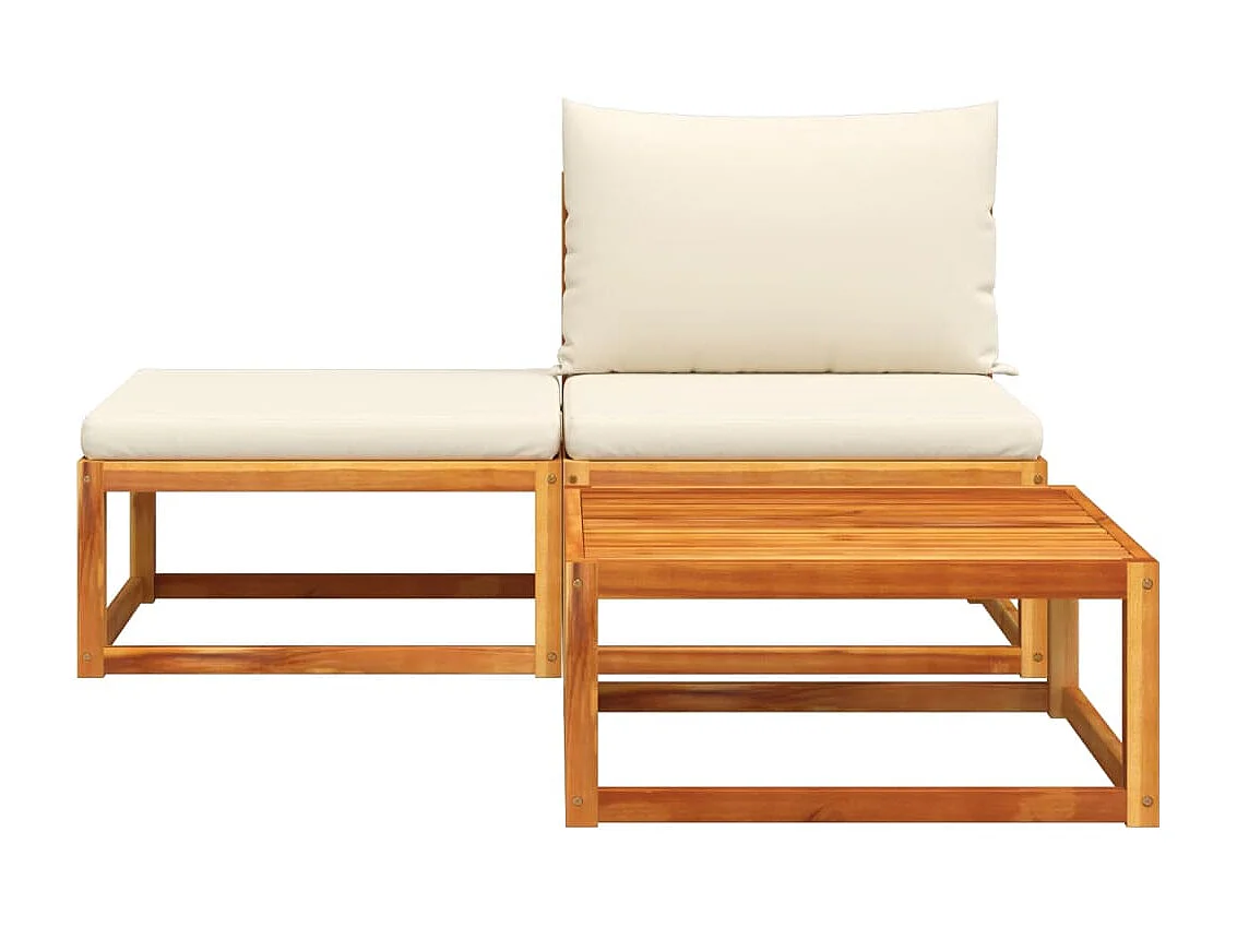 Lot de 3 Salon de jardin avec coussins bois massif d'acacia FR424592 FR664083