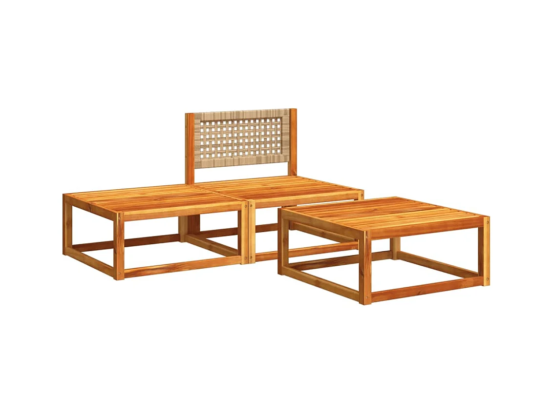 3 pcs conjunto de sofás de jardim com almofadões acácia maciça PT856946