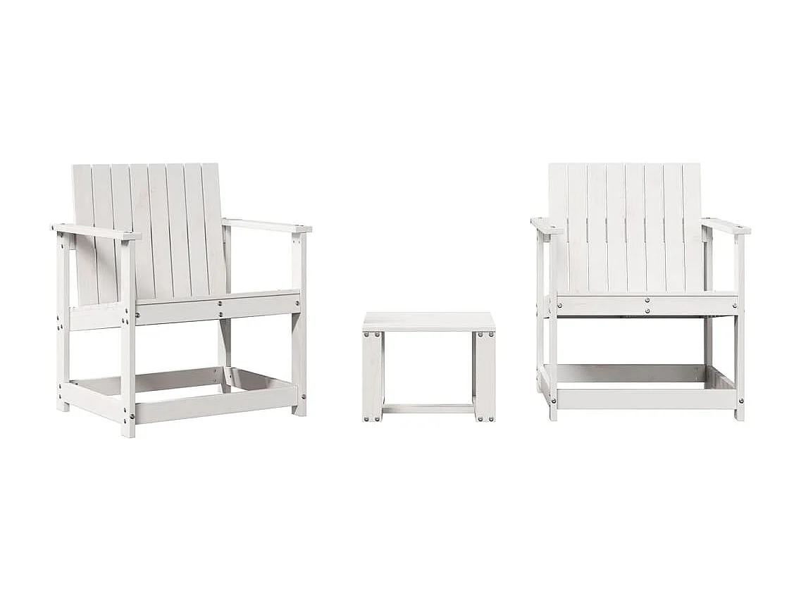 Lot de 3 Salon de jardin blanc bois massif de pin FR276684 FR865427