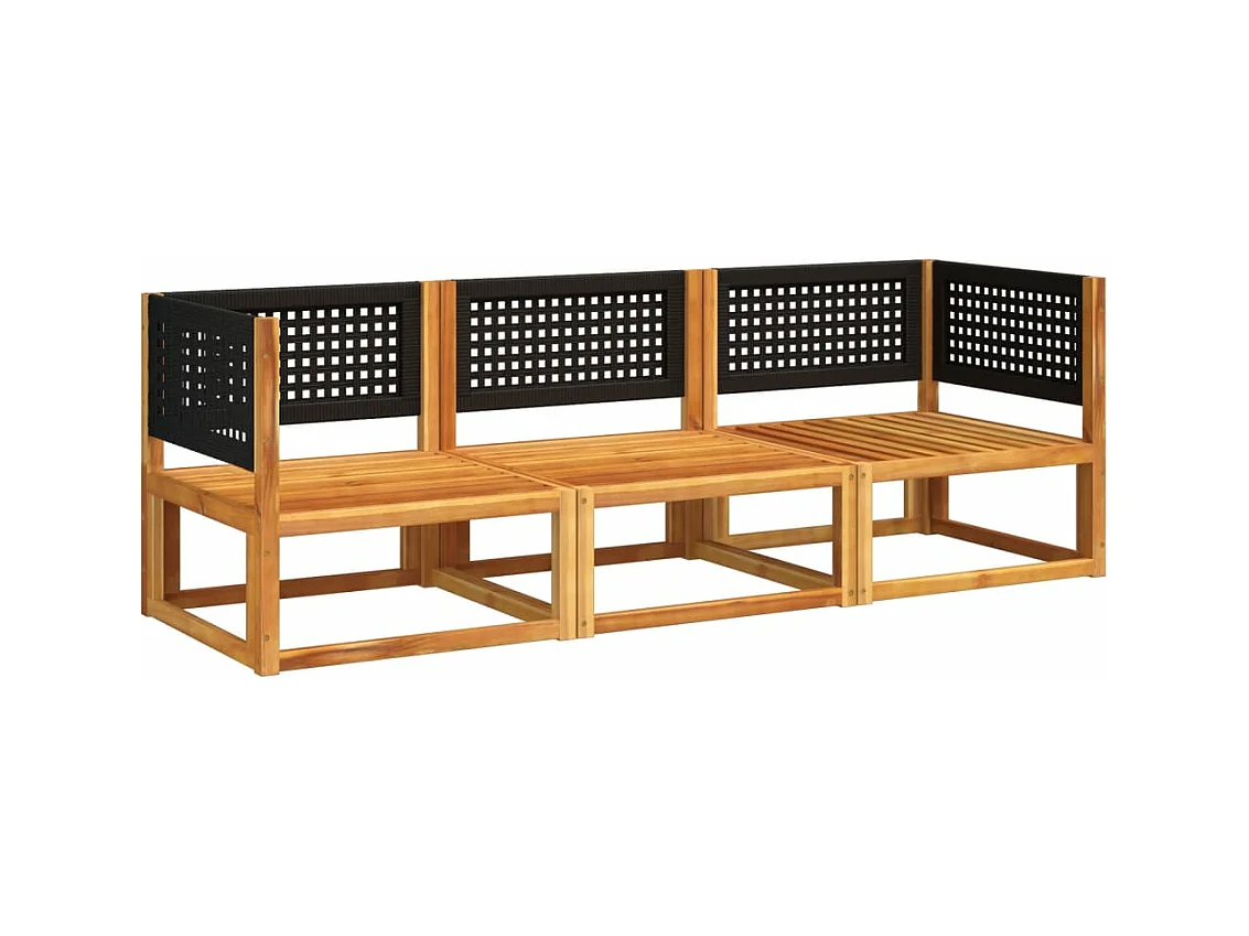 Salon de jardin avec coussins 3 pcs bois massif d'acacia FR35725