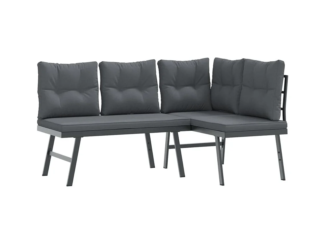 Ensemble de bancs de jardin avec coussins 3 pcs noir FR35557