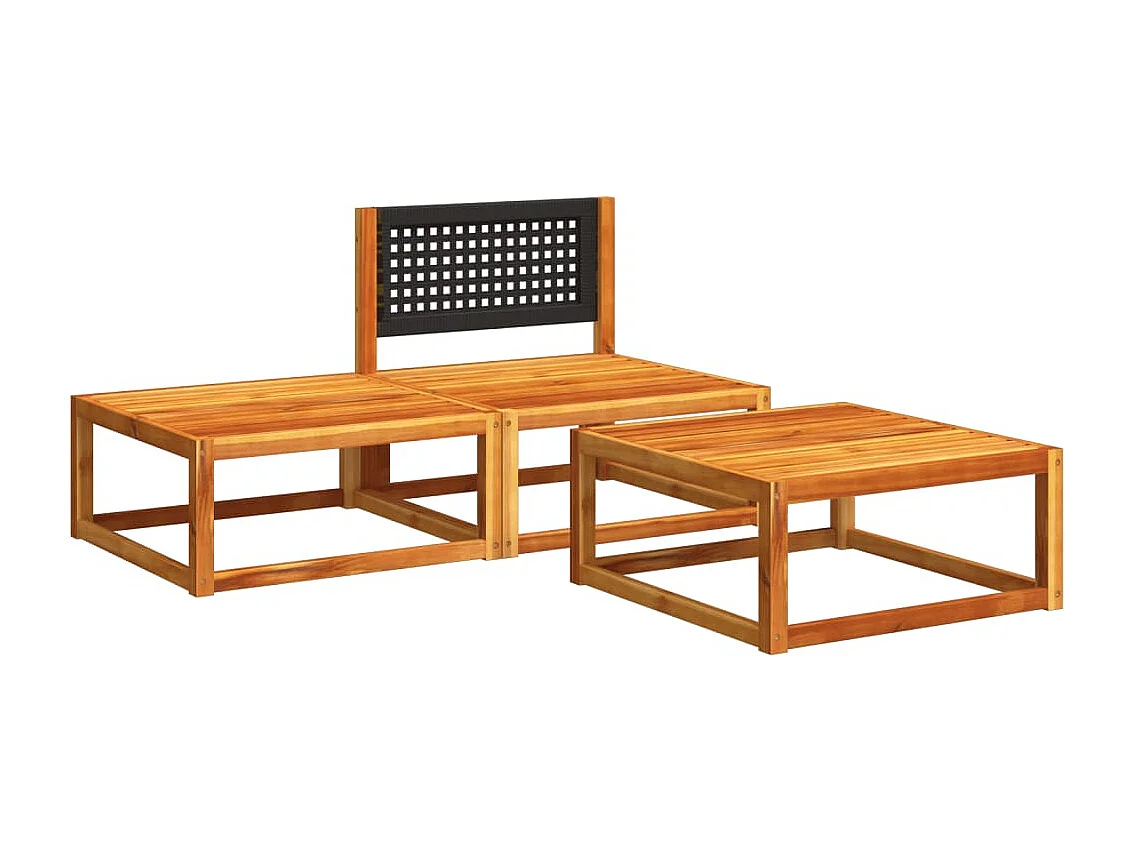 Lot de 3 Salon de jardin avec coussins bois massif d'acacia FR241619 FR676486