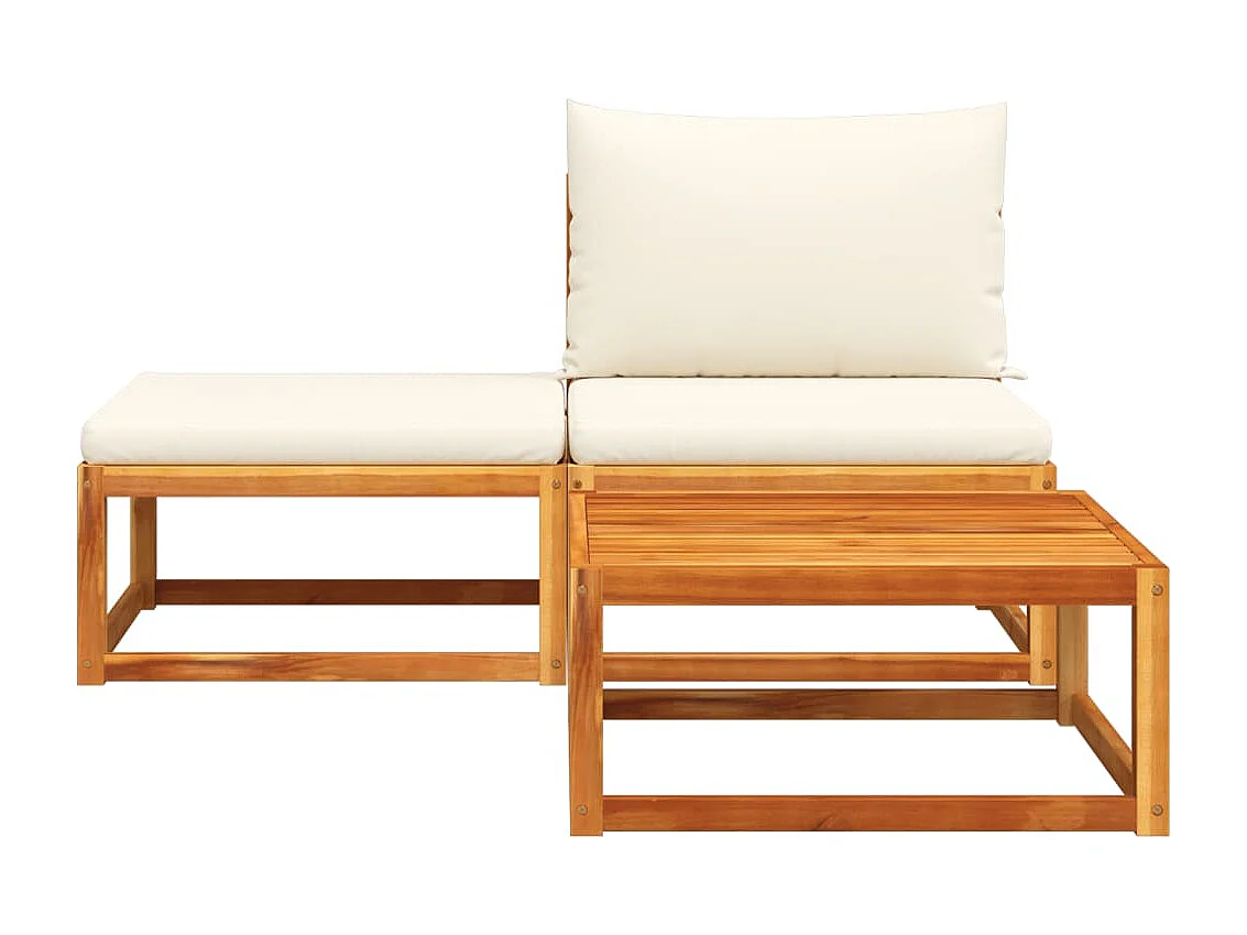 Lot de 3 Salon de jardin avec coussins bois massif d'acacia FR241619 FR676486