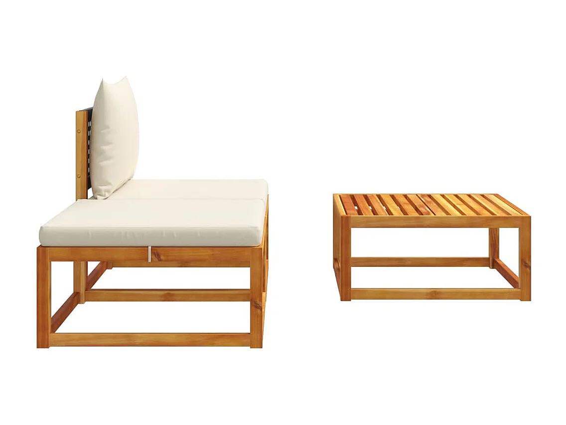 Lot de 3 Salon de jardin avec coussins bois massif d'acacia FR241619 FR676486