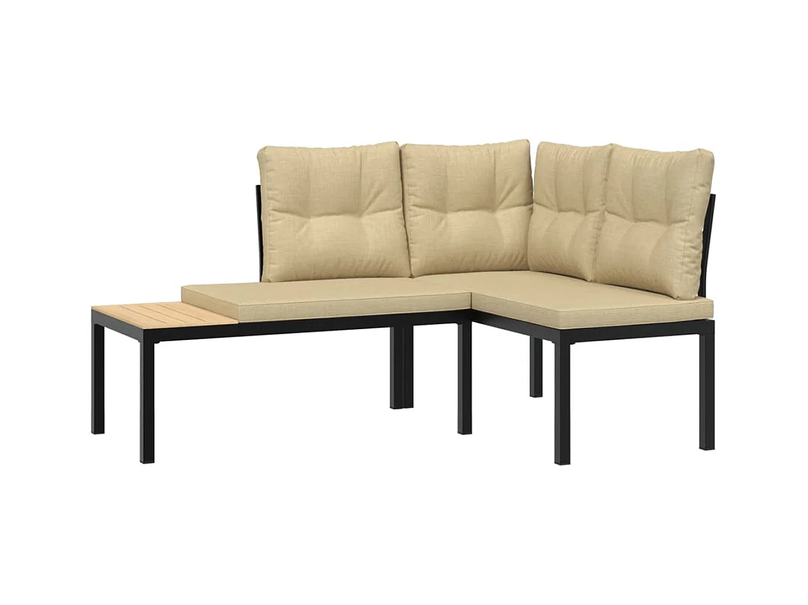 Ensemble de banc de jardin avec coussins 4 pcs noir FR30319