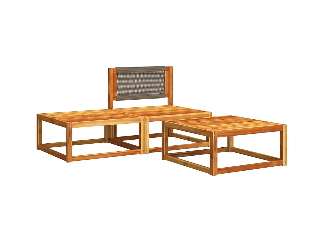 Lot de 3 Salon de jardin avec coussins bois massif d'acacia FR795650 FR876740