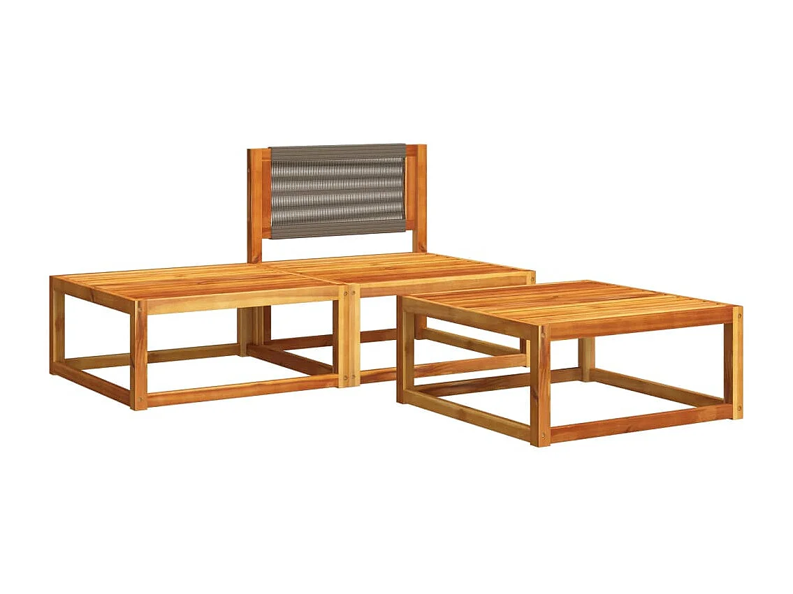 Lot de 3 Salon de jardin avec coussins bois massif d'acacia FR795650 FR876740