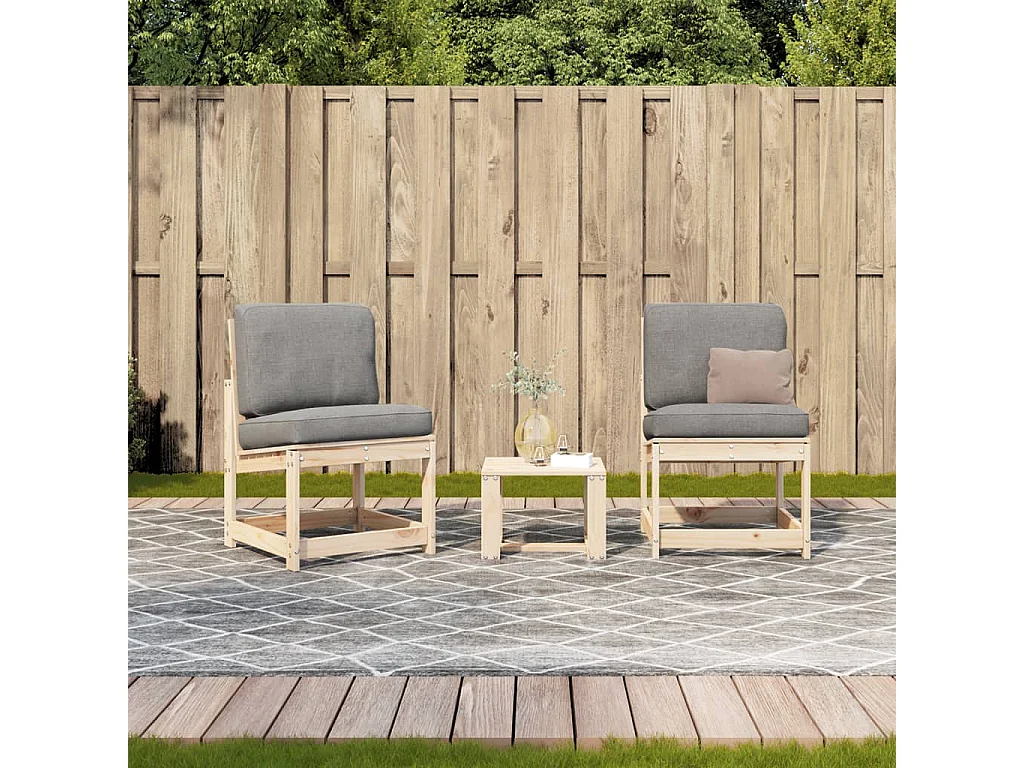Lot de 3 Salon de jardin bois massif de pin FR102660 FR573653