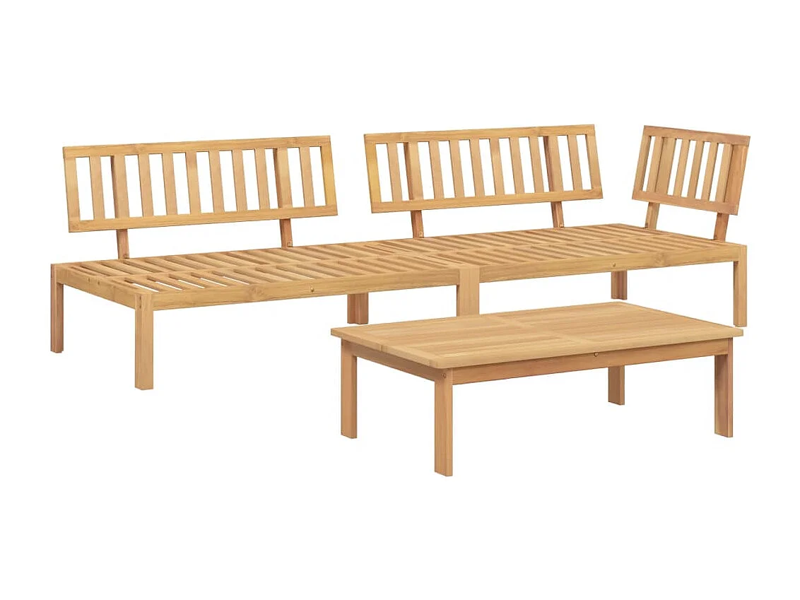 3 pcs conjunto de móveis de paletes p/ jardim acácia maciça PT249147