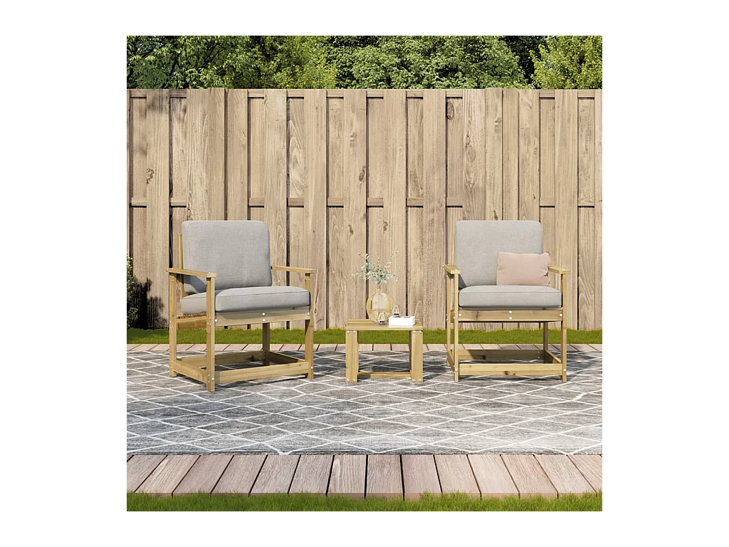 Lot de 3 Salon de jardin bois de pin imprégné FR924271 FR183299