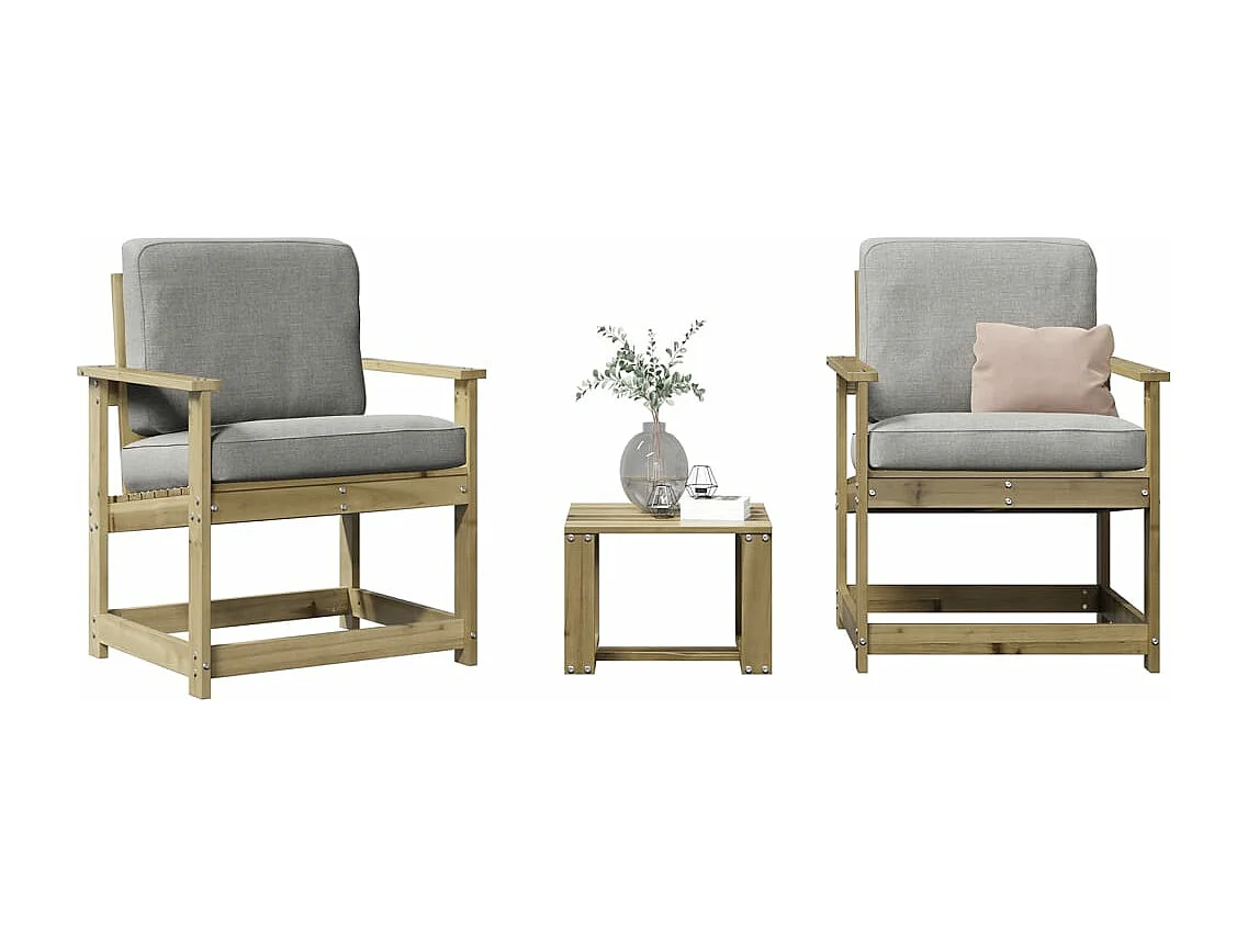 Lot de 3 Salon de jardin bois de pin imprégné FR924271 FR183299