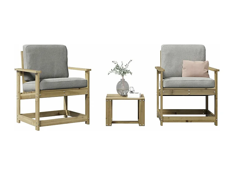 Lot de 3 Salon de jardin bois de pin imprégné FR924271 FR183299